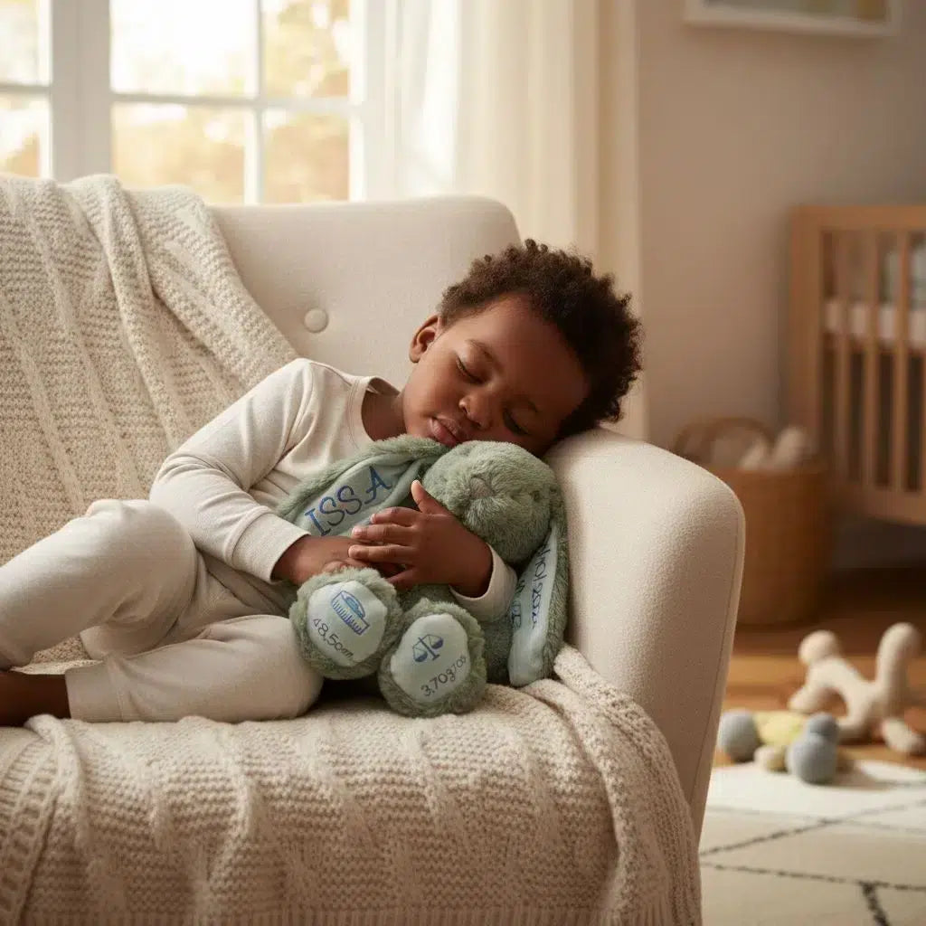 Peluche Lapin Ultra Douce Vert Sauge - Cadeau Naissance Personnalisé