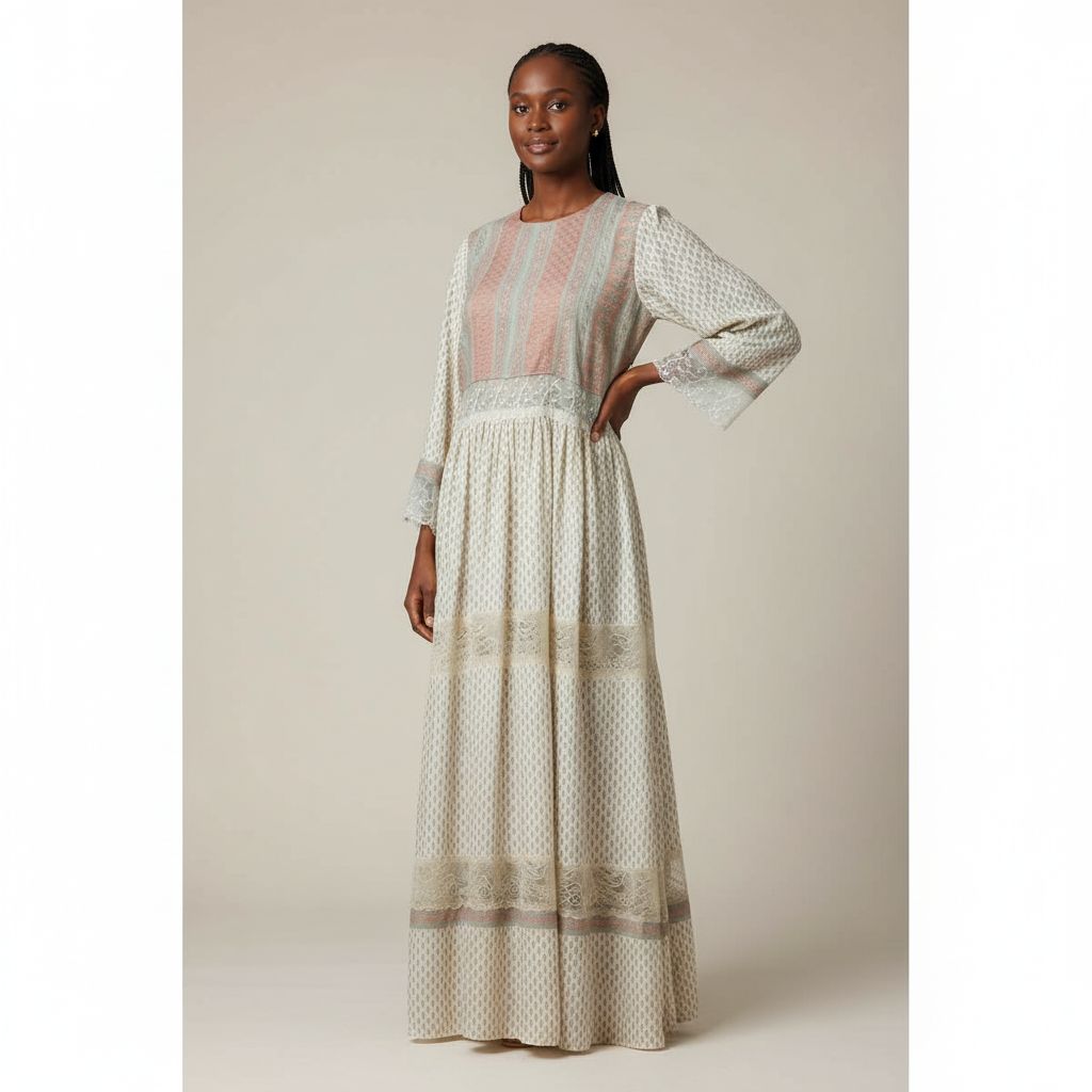 Robe longue bohème chic femme en soie et dentelle, manches longues élégante