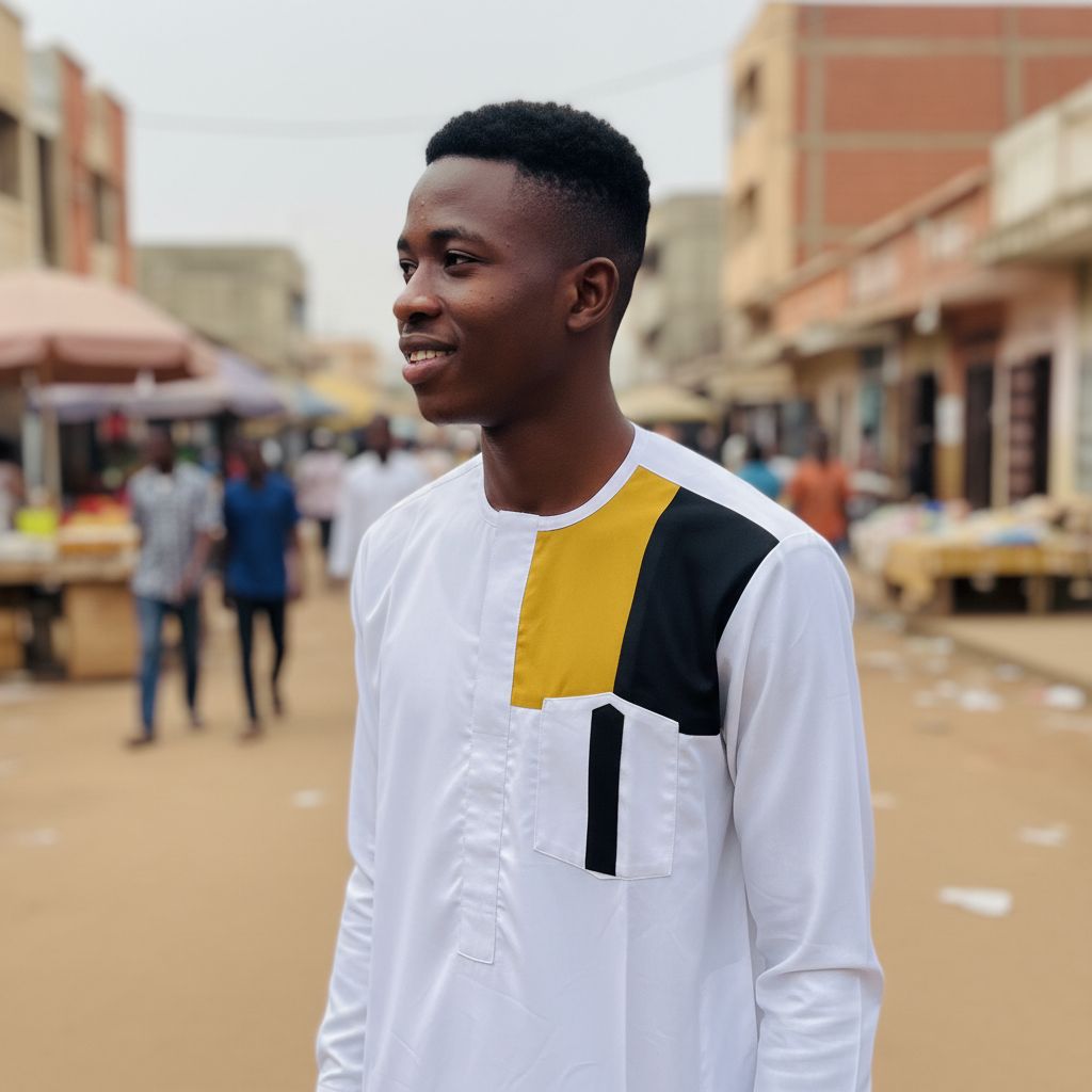 Chemise homme élégante coton col rond, blanche et moutarde coupe droite XL