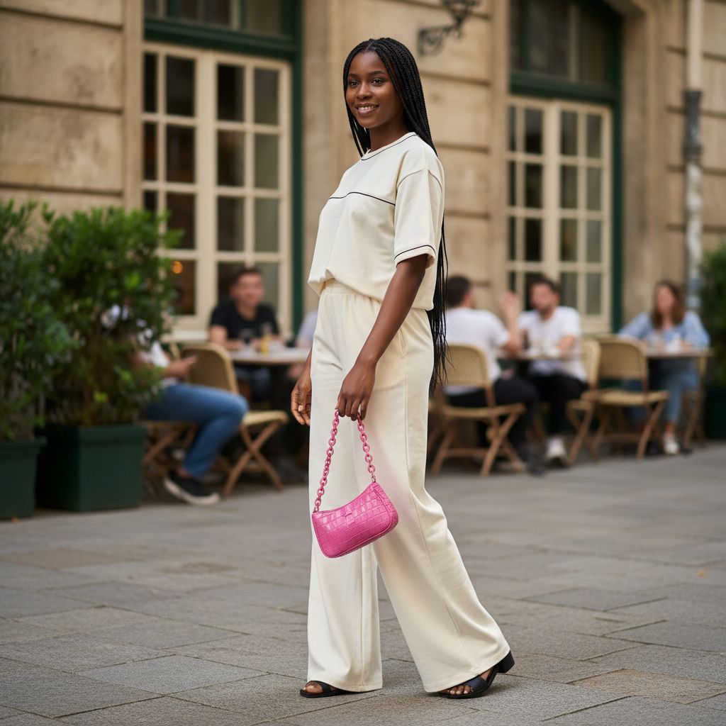 Ensemble femme décontracté t-shirt et pantalon large coton confortable