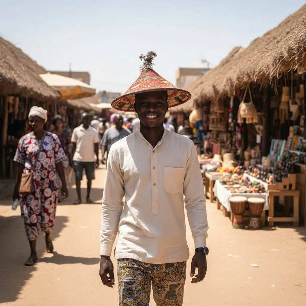 Chapeau africain sénégalais en raphia