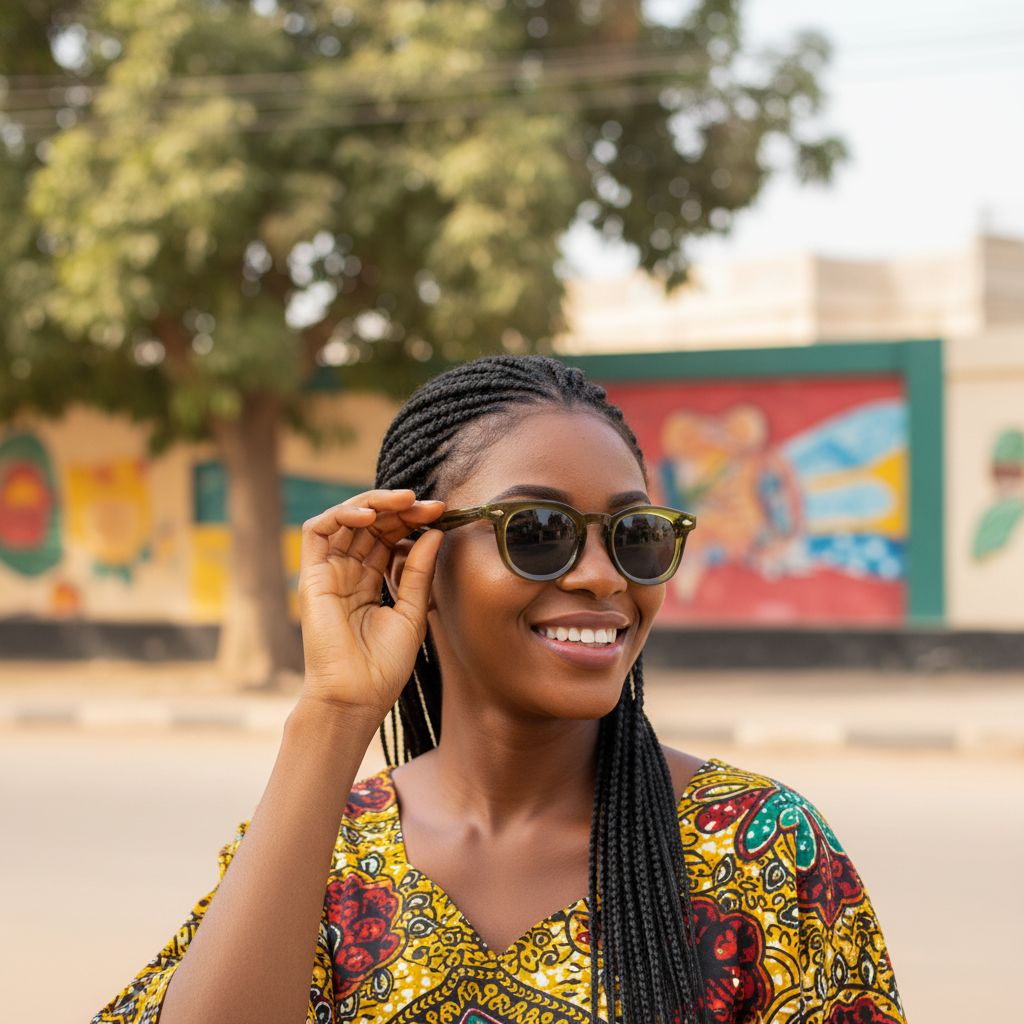 Lunettes de soleil femme élégantes rondes oversize monture olive transparente