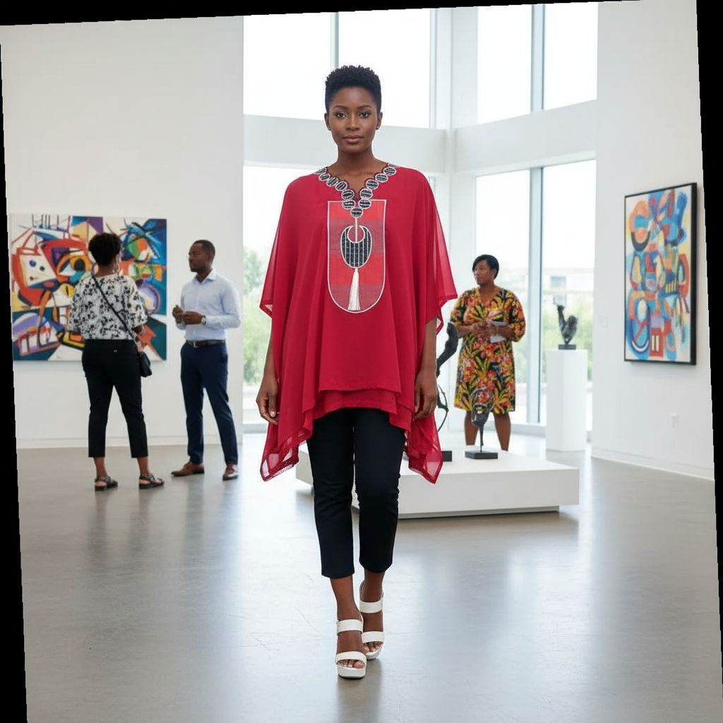 Tunique femme bohème patchwork chic rouge – Haut pagne fait main artisanal