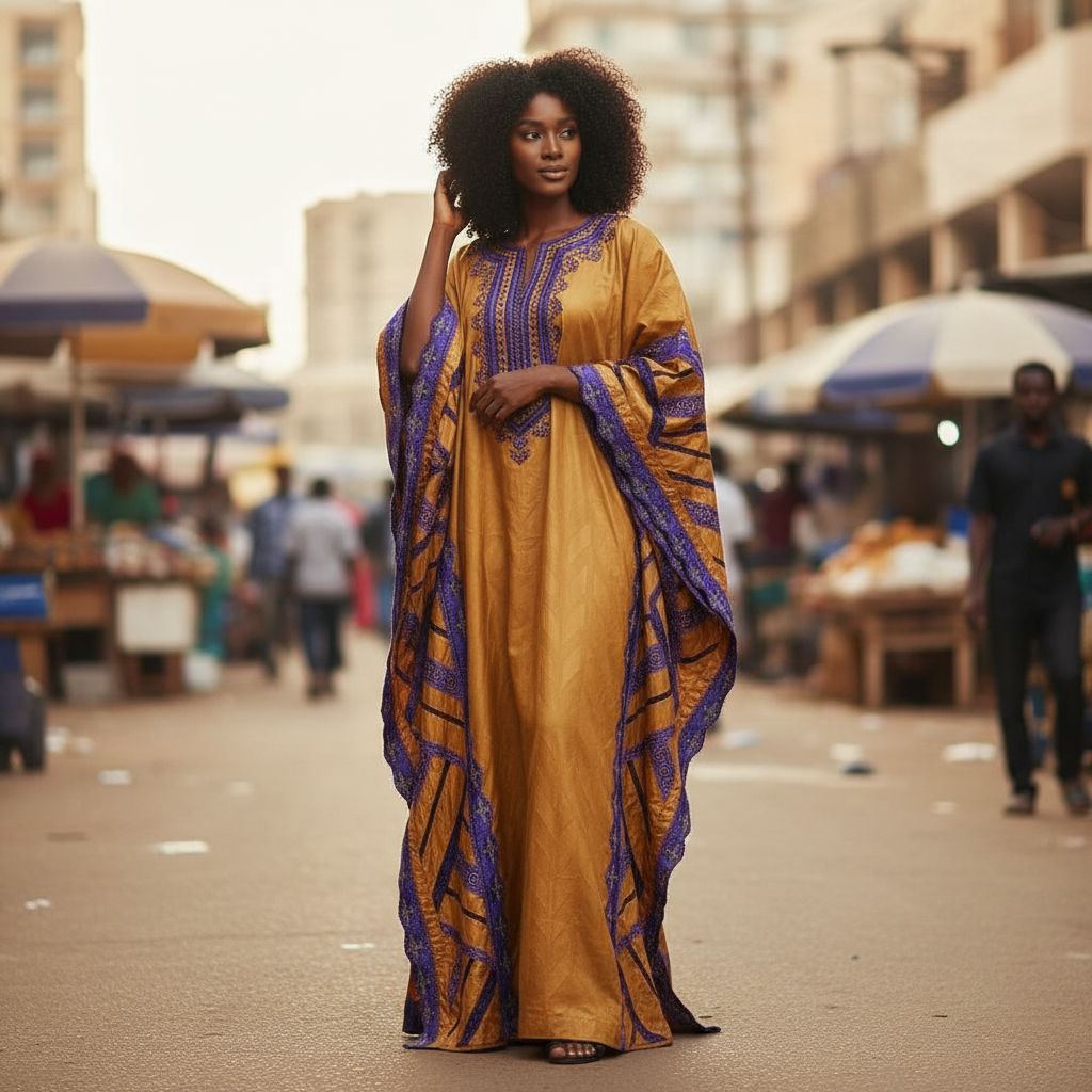 Grand boubou geztner avec broderie brodee et garnitures