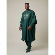 Grand boubou homme brodé vert émeraude, ensemble traditionnel élégant