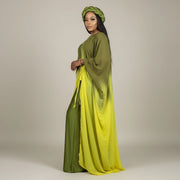 Ensemble pantalon femme élégant fluide satiné, tenue chic cérémonie rouge ou vert