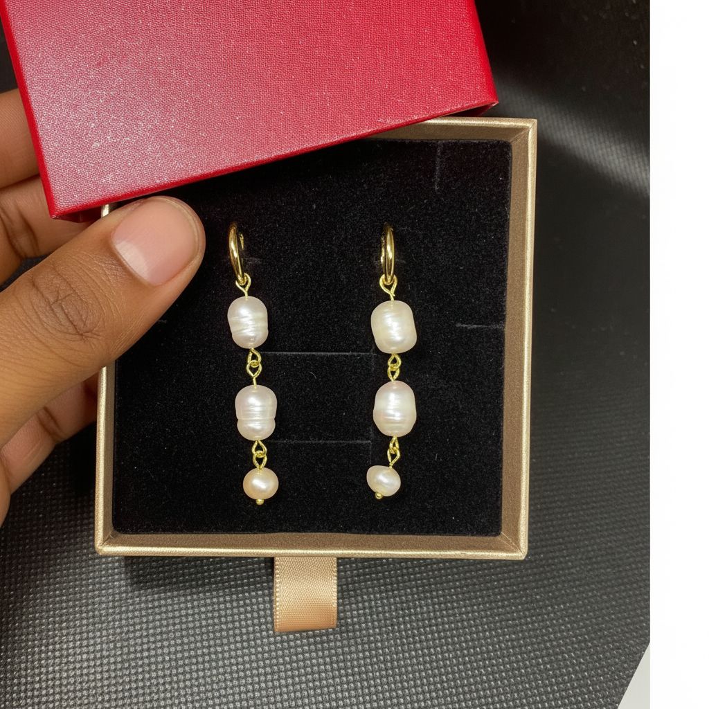 Boucles d’oreilles perles d’eau douce acier inoxydable doré