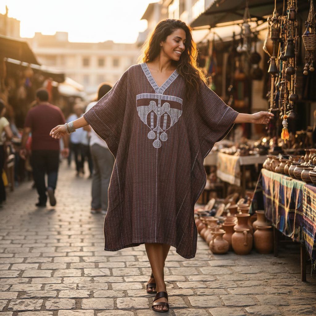 Robe 3/4 tissée artisanal fais main chic en coton