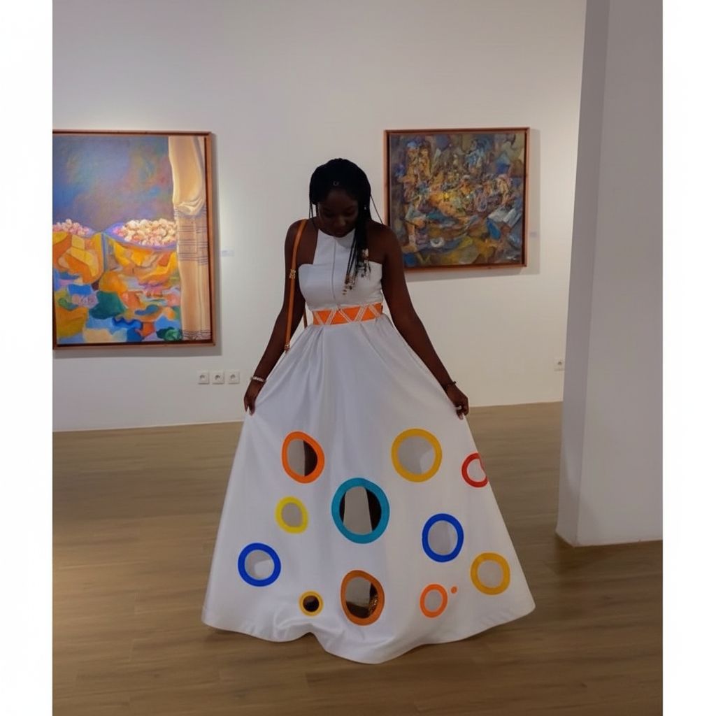 Robe blanche femme élégante longue chantoum peinte à la main, bohème chic