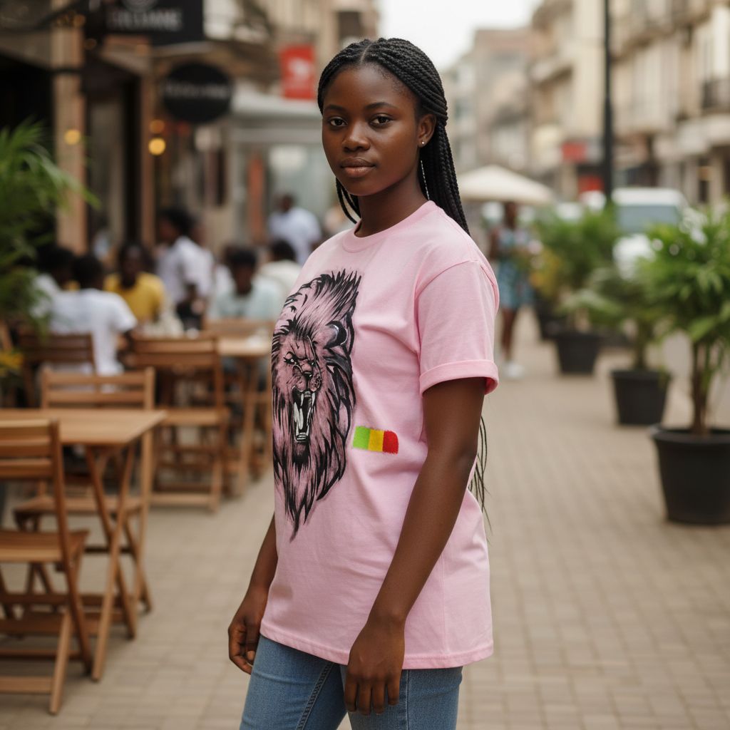 T-shirt peint à la main lion rugissant, original et unique, cadeau artistique