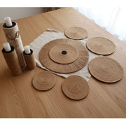 Décoration murale naturelle en jute et fibres, plateau beige et marron