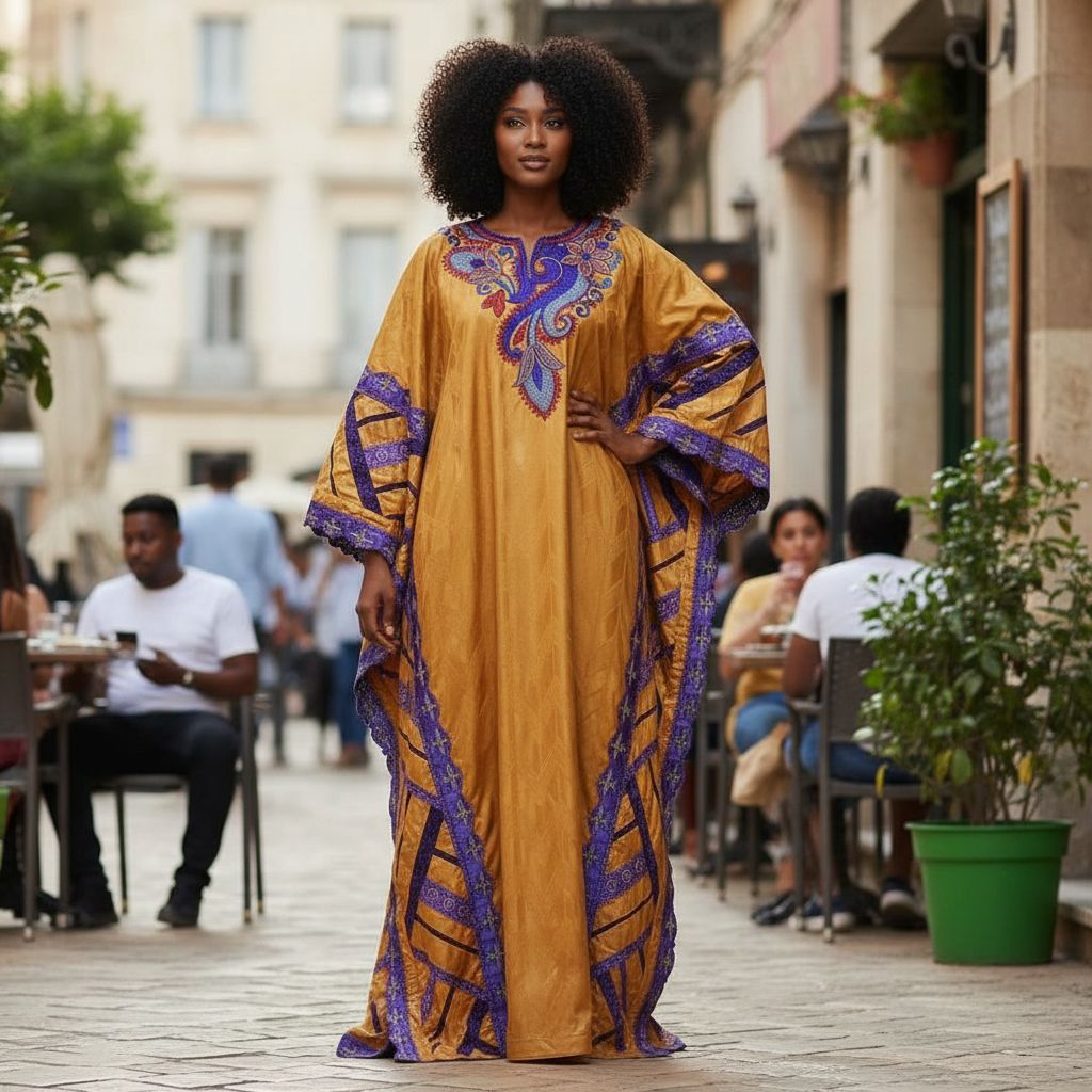 Grand boubou geztner avec broderie brodee et garnitures