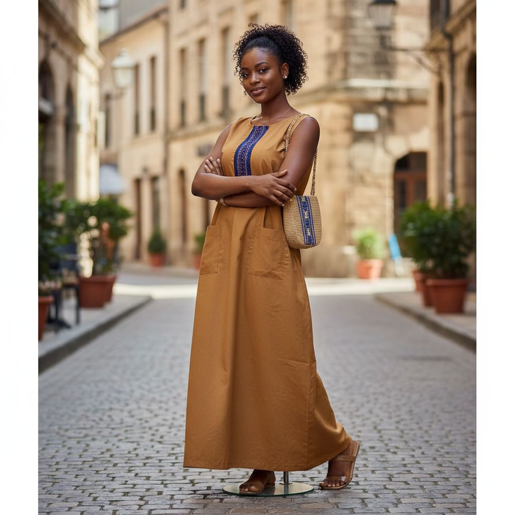 Robe débardeur femme terracotta, coton fluide, chic avec poches
