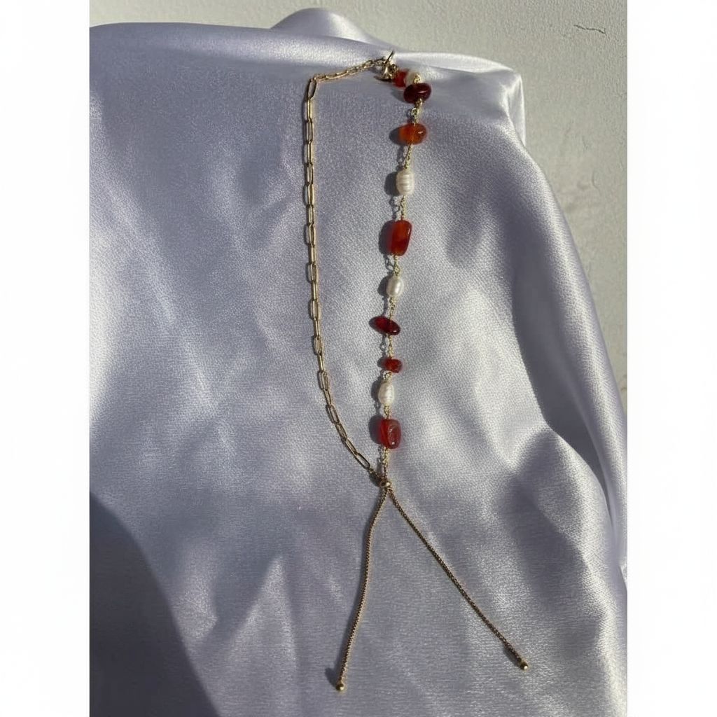 Collier cornaline et perles d’eau douce, bijou pierre naturelle femme