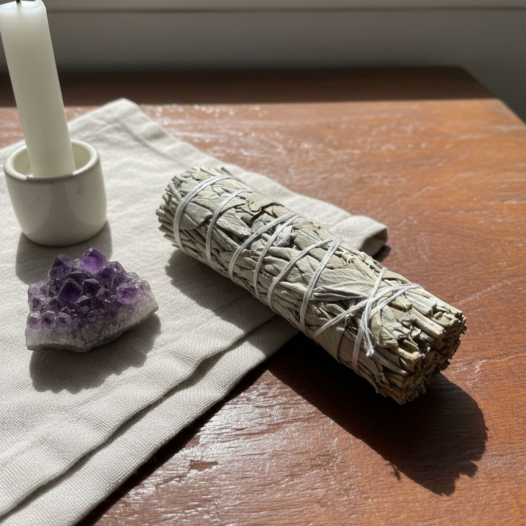 Bâton de sauge blanche californienne 10 cm pour purification et bien-être