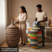 Duo panier à linge grande capacité multicolore, artisanal et déco maison