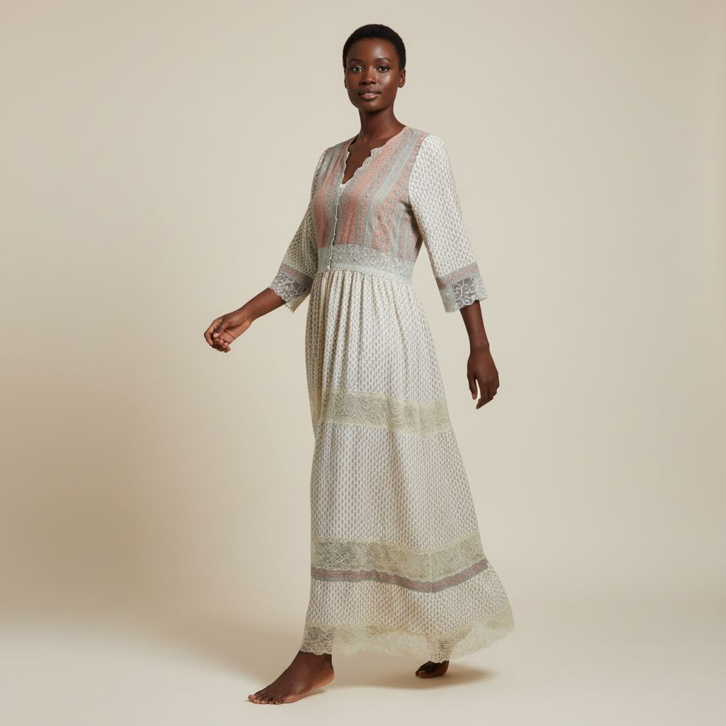 Robe longue bohème chic femme en soie et dentelle, manches longues élégante
