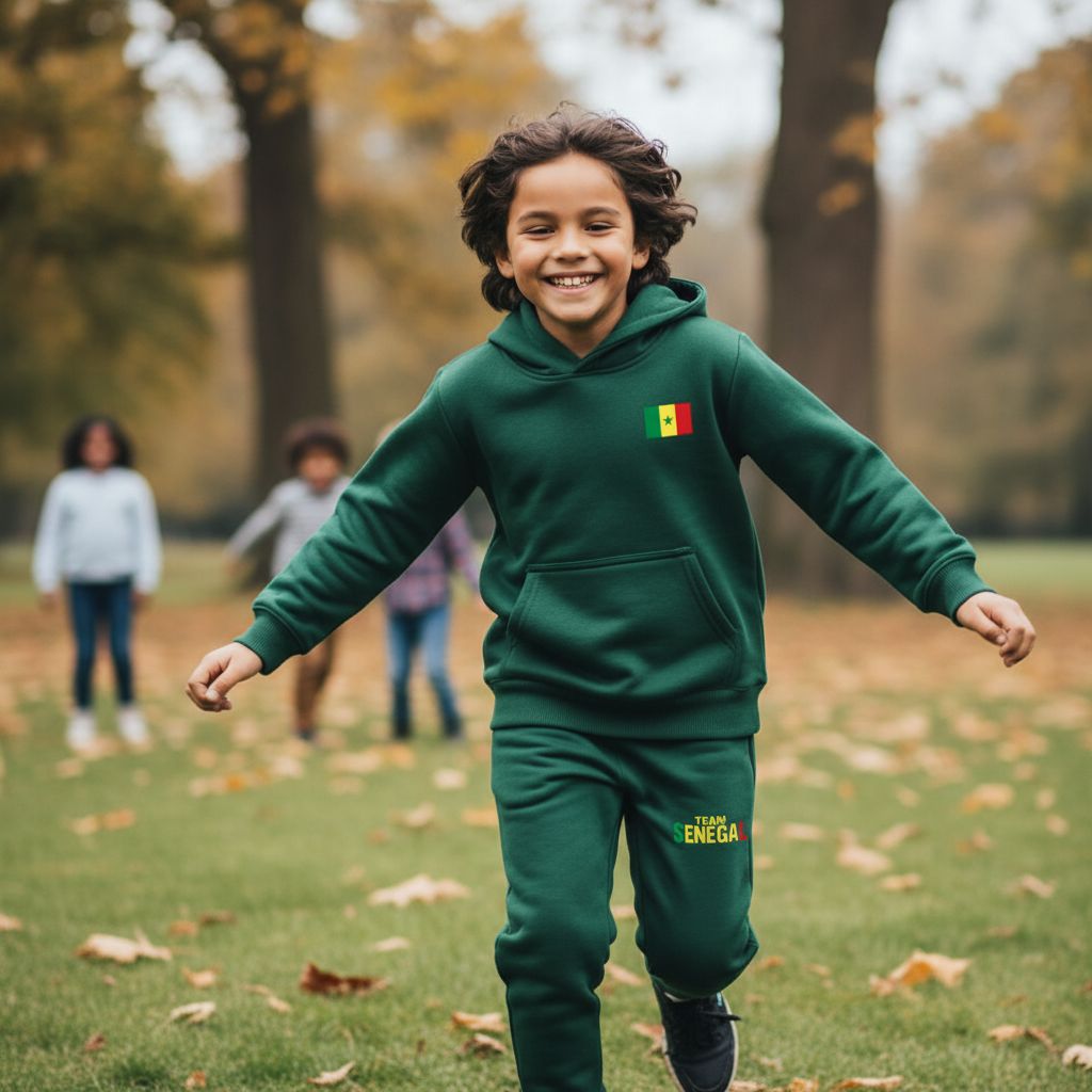 Survêtement enfant Sénégal vert – Ensemble jogging confortable unisexe