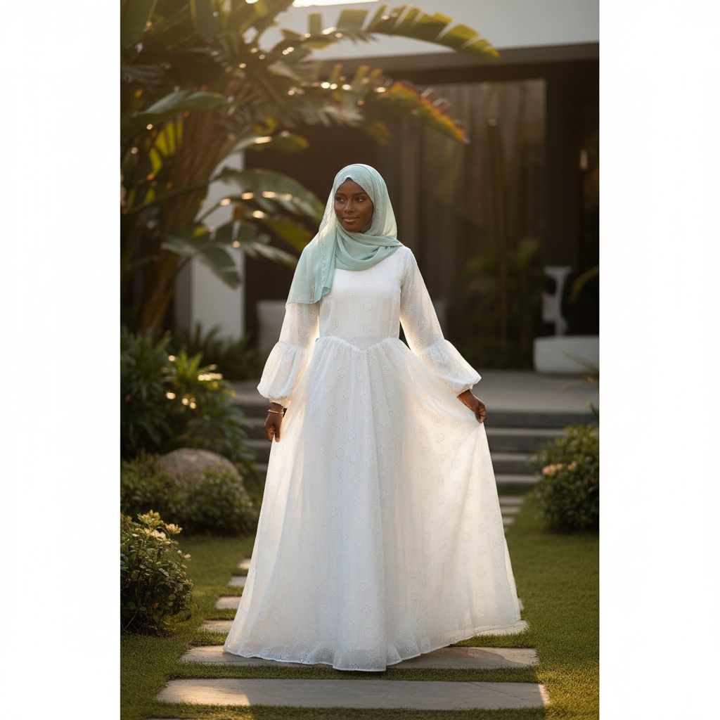 Robe brodée blanche femme longue et ample