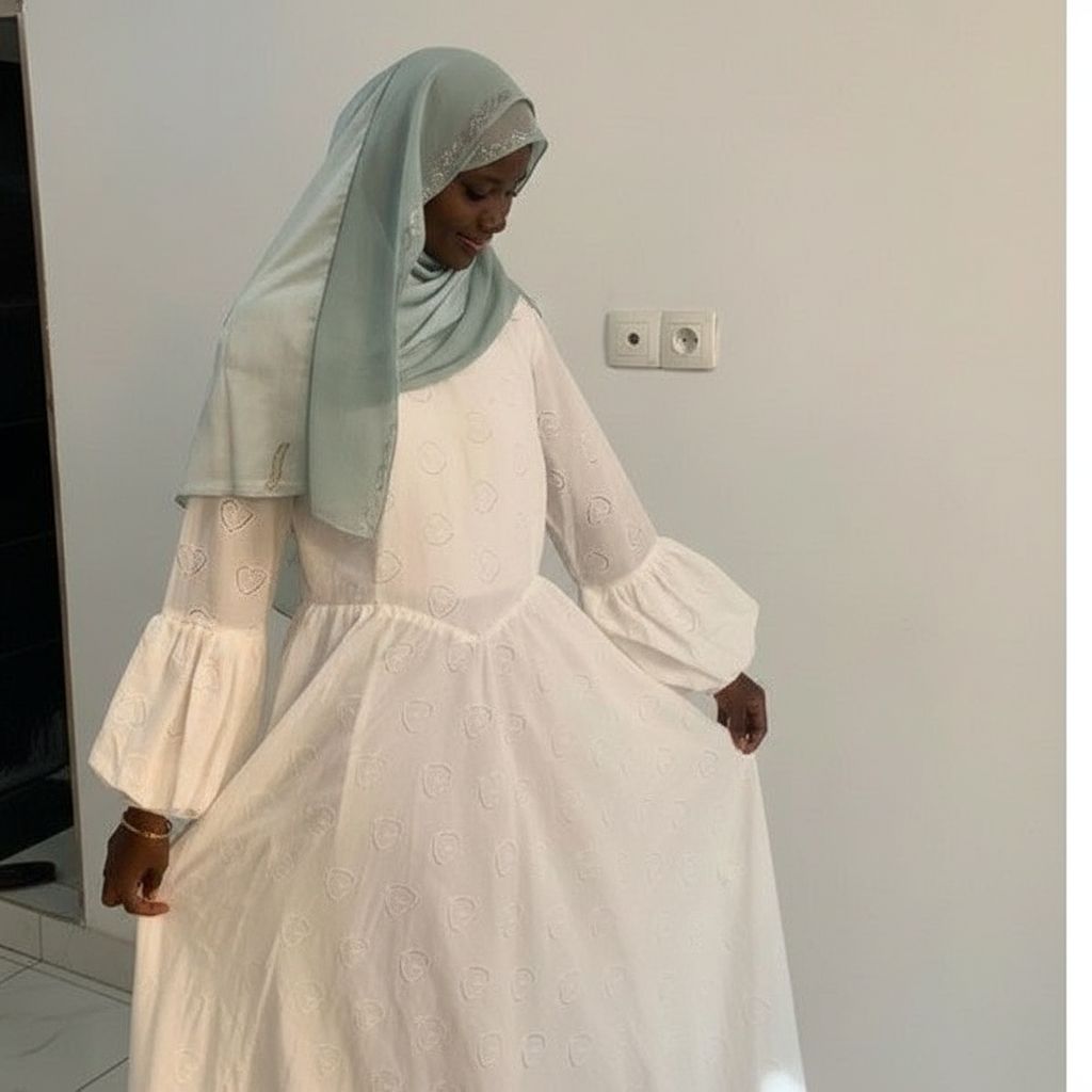 Robe brodée blanche femme longue et ample