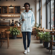 Sweat à capuche unisexe tie and dye bleu et rose, coton confortable