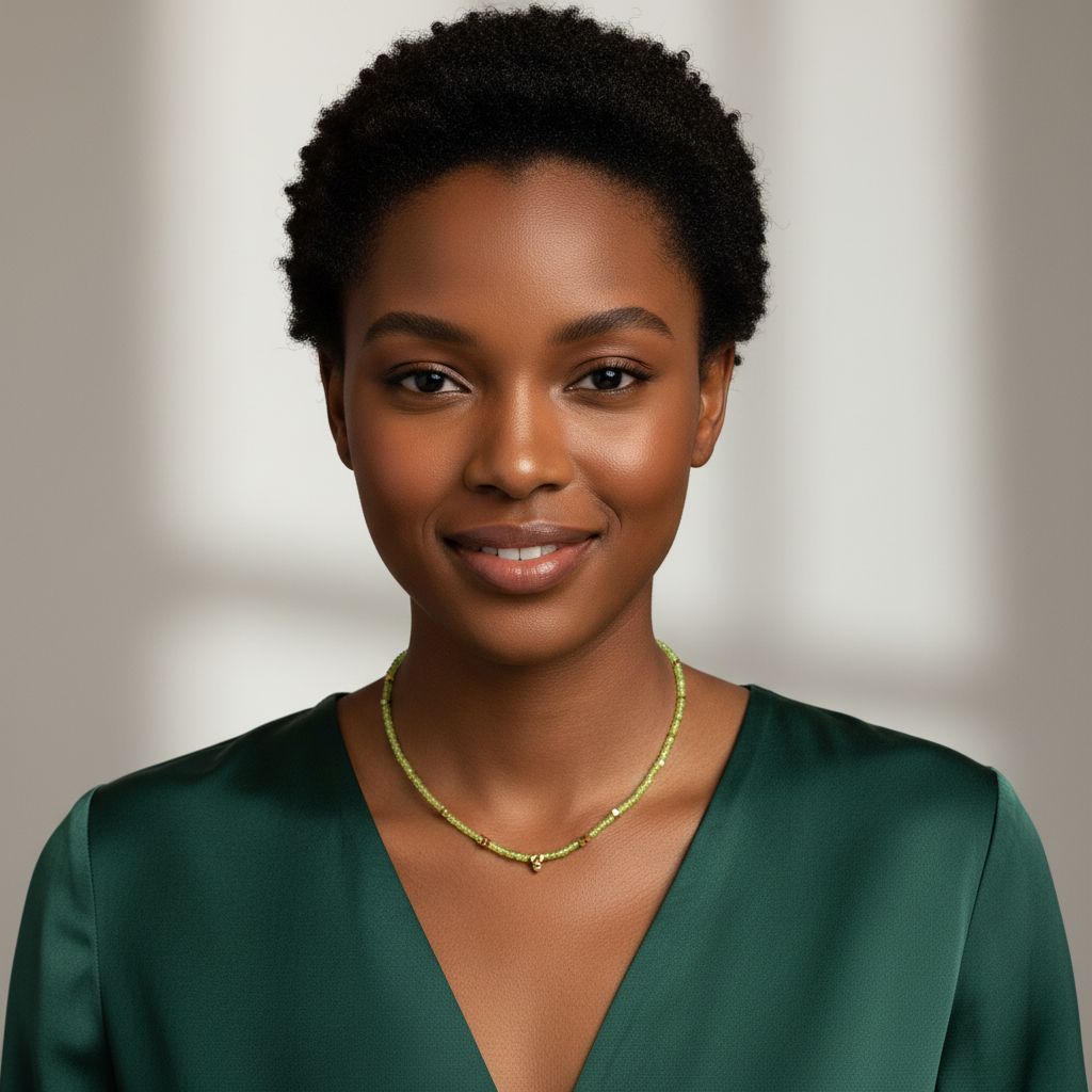 Collier pierre de péridot doré élégant, bijou naturel réglable femme