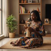 Sculpture africaine en papier recyclé – Statue femme artisanale déco ethnique