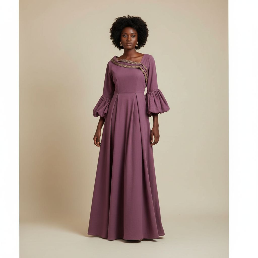 Robe femme coton pagne tissé chic, longue élégante, col asymétrique
