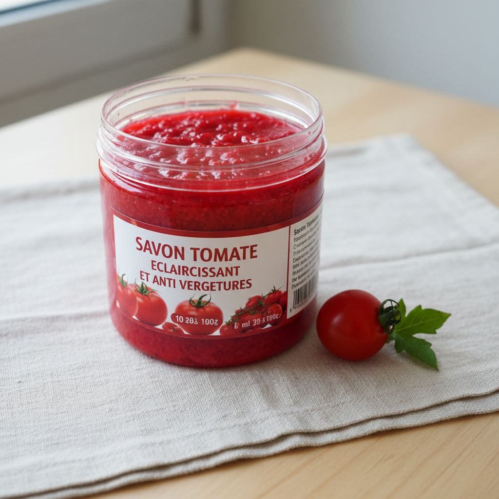 Savon tomate éclaircissant naturel et anti vergetures, soin artisanal 300g