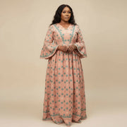 Robe femme brodée longue élégante, dentelle bohème chic, multicolore