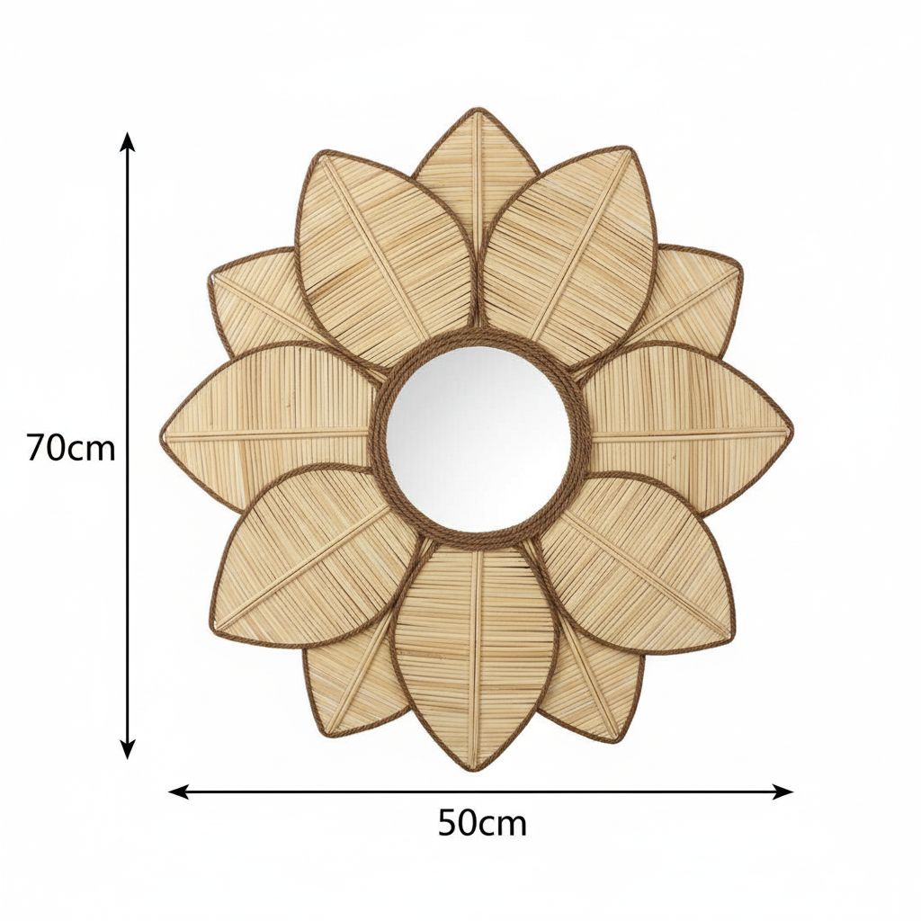 Lot de 3 Décorations Murales en Fibres Naturelles Forme Fleur