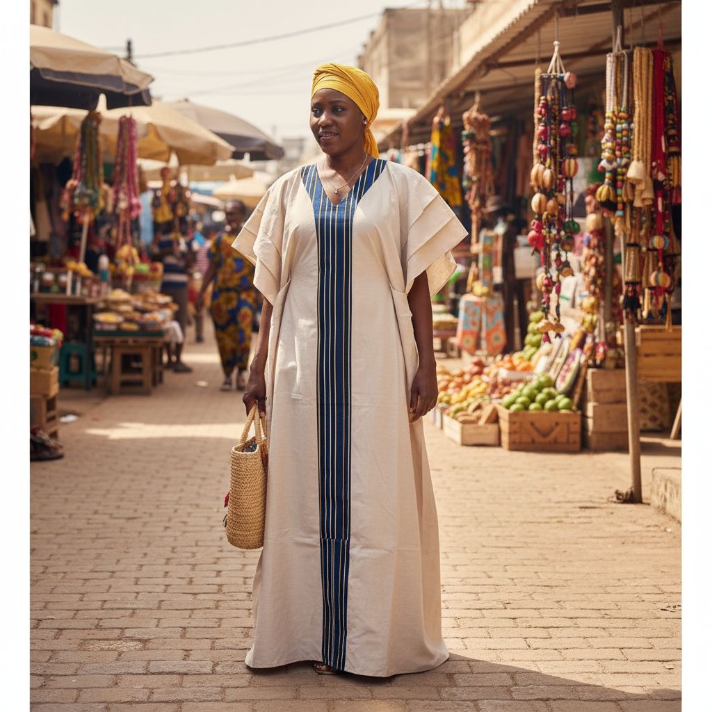 Robe longue lin et pagne tissé beige