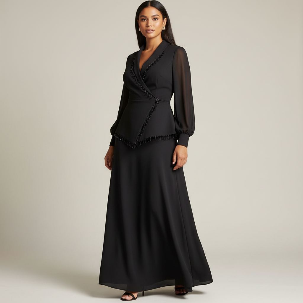 Ensemble crepe femme élégant jupe et haut cérémonie ou bureau chic