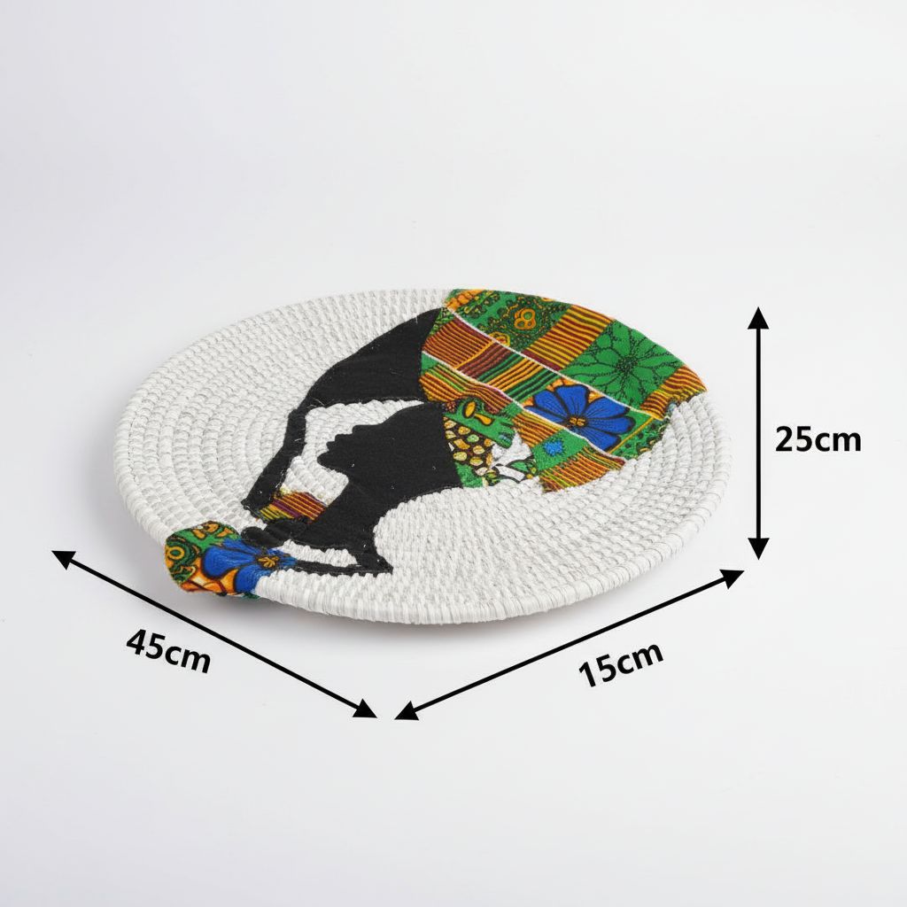 Plateau décoration africain avec figurines en wax – Art mural fait main