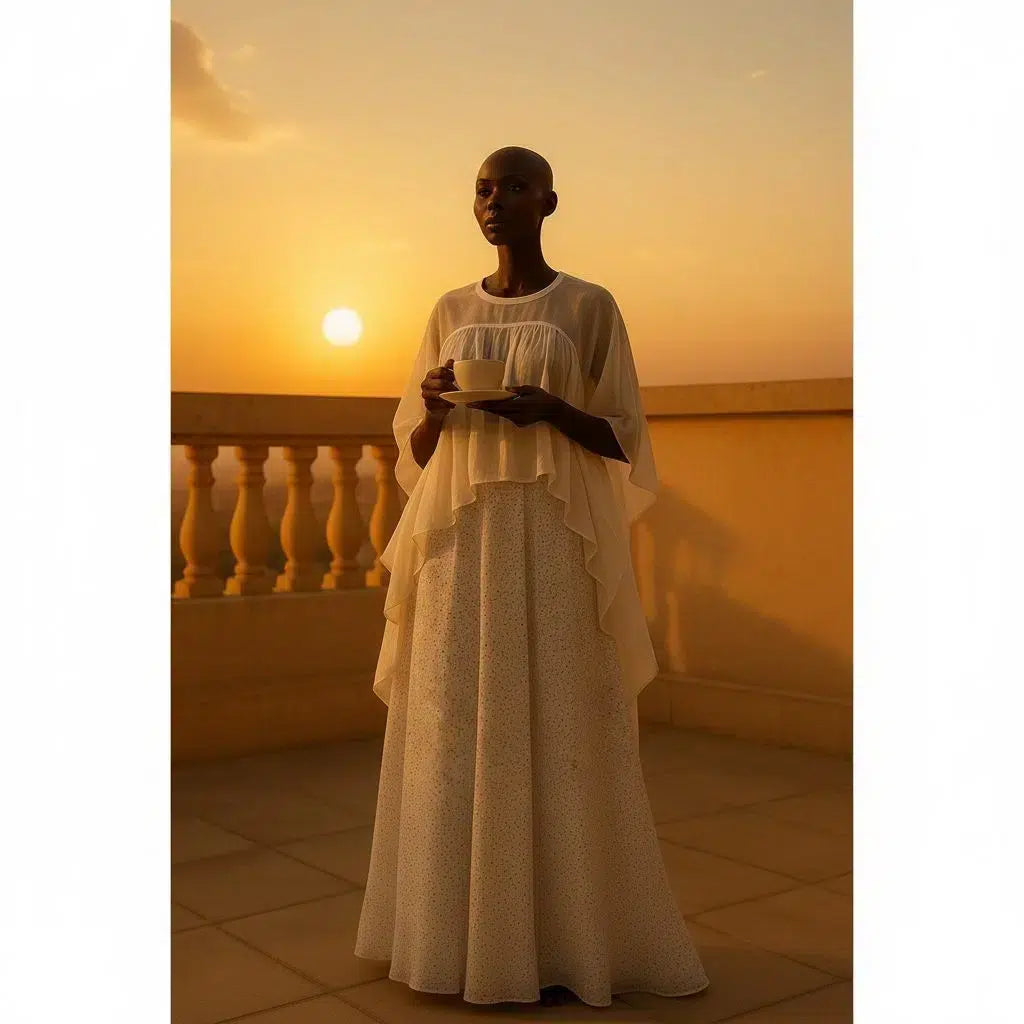 Ensemble jupe et haut femme bohème chic blanc