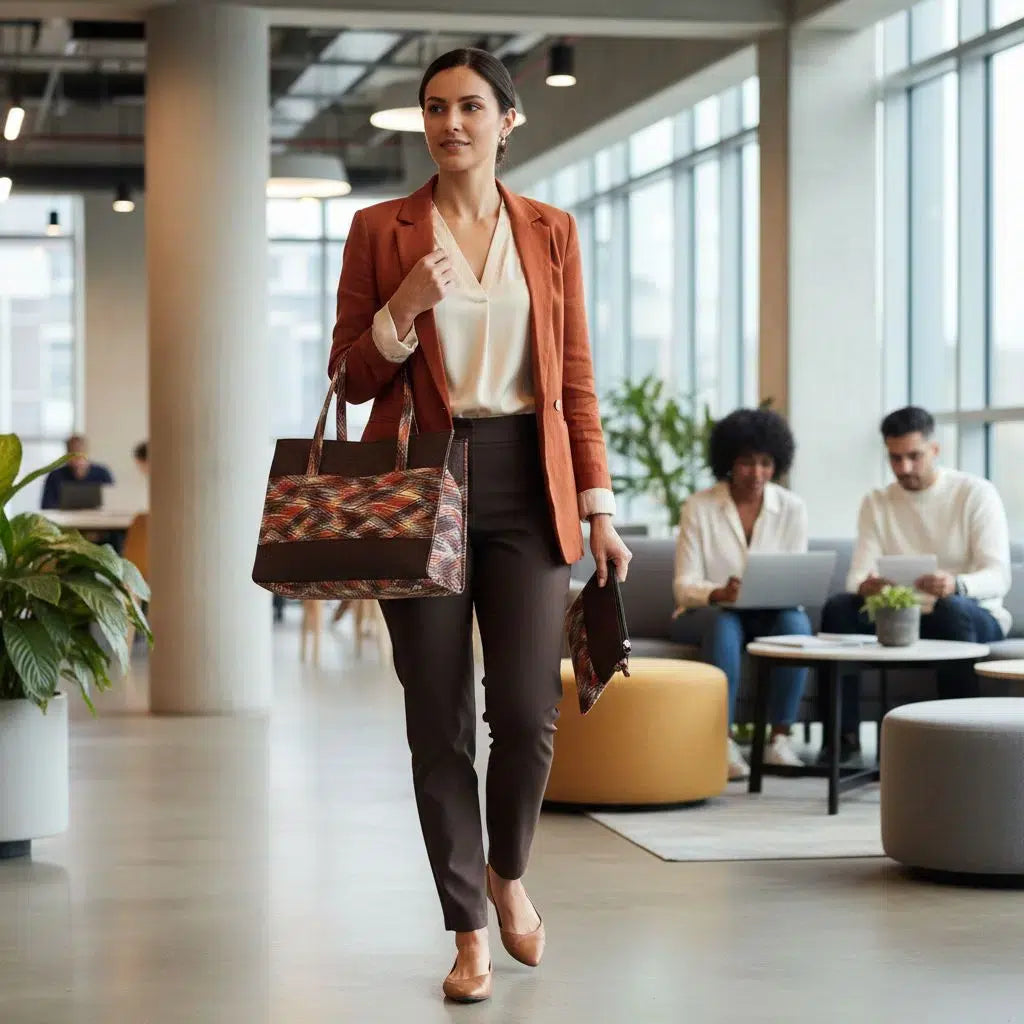 Sac à main en wax &amp; raphia; pochette assortie femme–Éthique et tendance