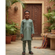 Ensemble costume africain garçon vert olive