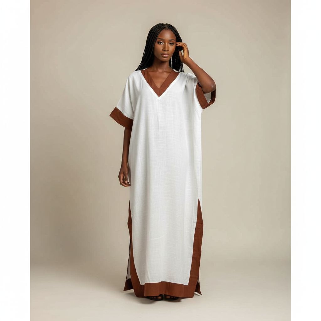 Tunique femme élégante en lin coton, col V, style bohème chic ample