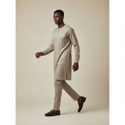 Vêtement homme beige : chemise coton élégante, confortable et polyvalente