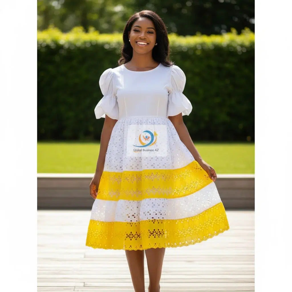 Robe cérémonie fille jaune dentelle élégante