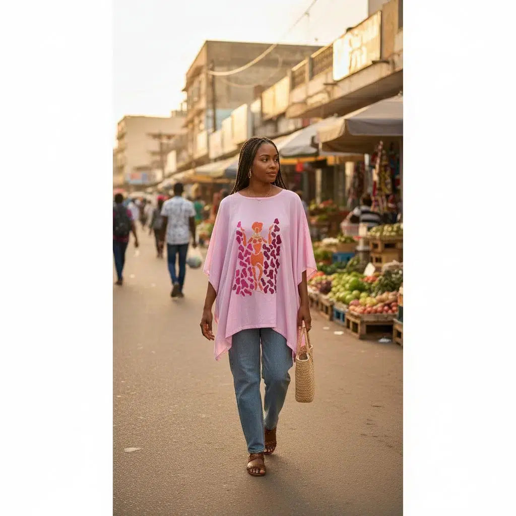 Haut rose brodé femme bohème