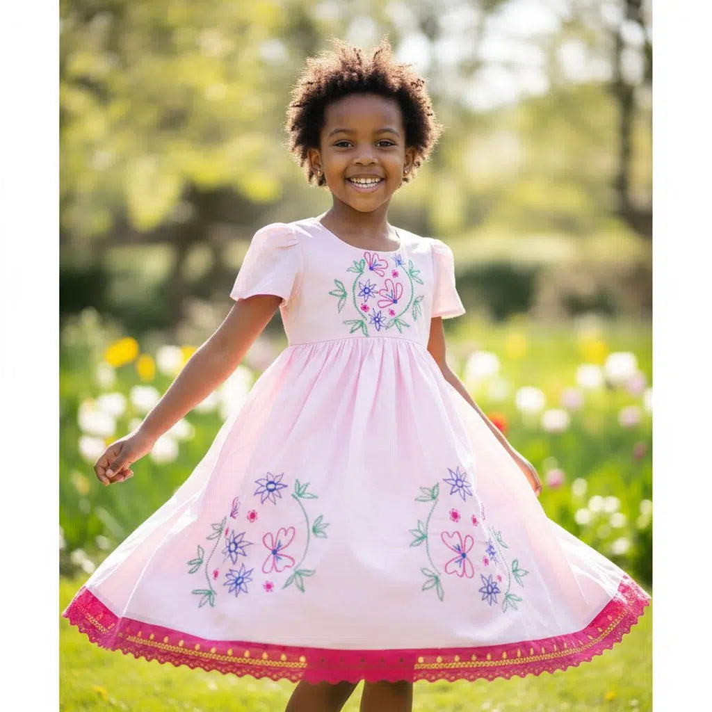 Robe cérémonie fille 5 ans rose clair dentelle