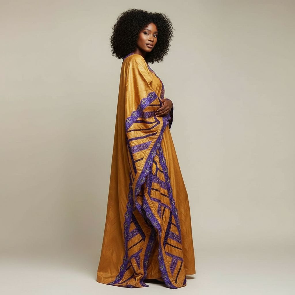 Grand boubou geztner avec broderie brodee et garnitures
