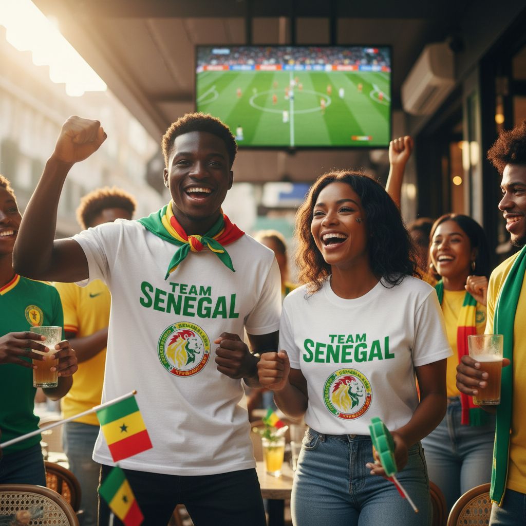 Tshirt Sénégal – T-shirt supporter officiel, coupe classique, tailles S à 2XL