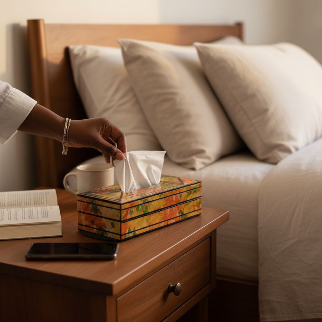 Boite à mouchoirs en cuir multicolore design