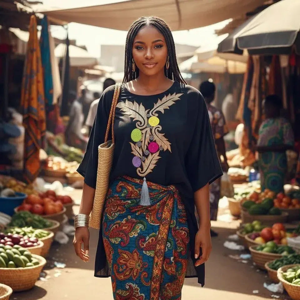 Patch Brodé Chic Floral Noir - Artisanat Bohème Élégant