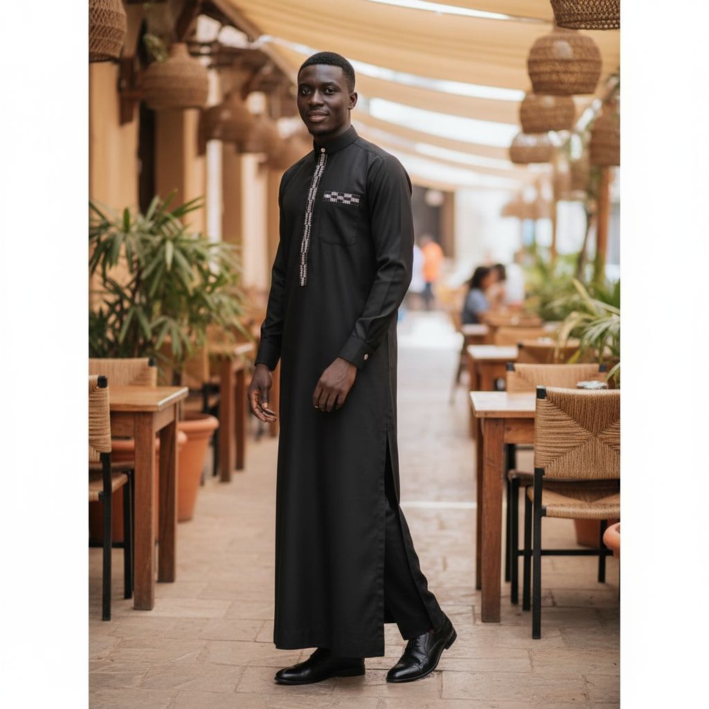 Jalaba homme élégante avec pantalon, ensemble traditionnel chic et moderne