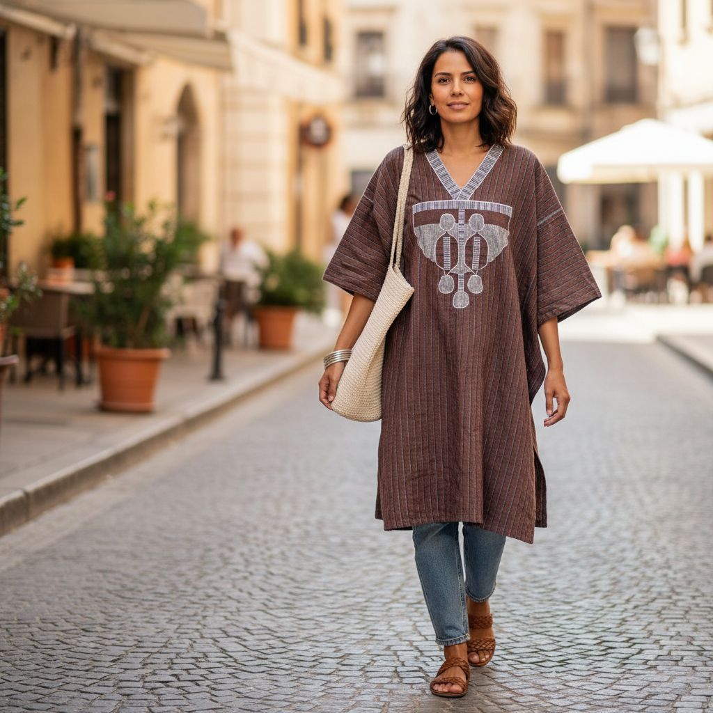 Robe 3/4 tissée artisanal fais main chic en coton