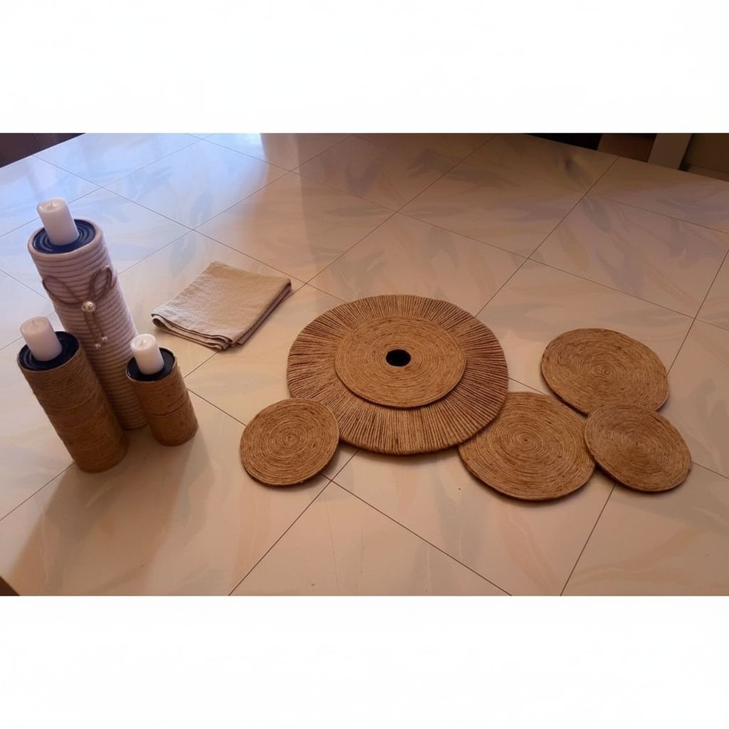 Décoration murale naturelle en jute et fibres, plateau beige et marron