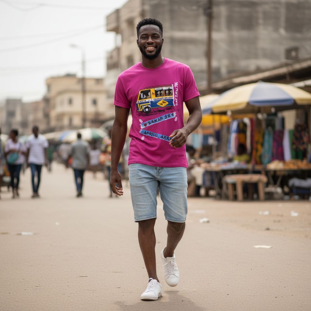 T-shirt peint à la main homme, personnalisé, streetwear Dakar, art africain